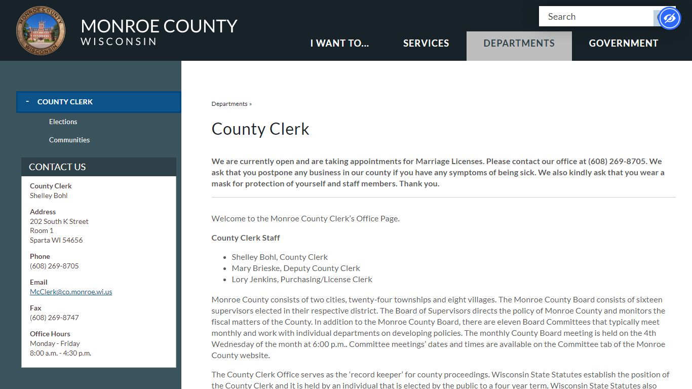 County Clerk | Monroe County, WI